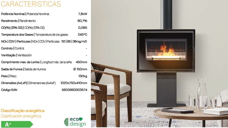 ESTUFA DE LEÑA X1 7,8kW METLOR