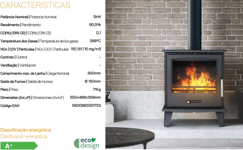 ESTUFA DE LEÑA FUNDICION SFF5 5kW METLOR