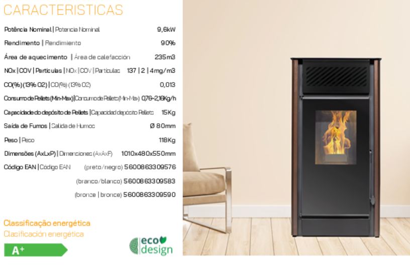 ESTUFA DE PELLES CON VENTILADORES 9,6kW V10 NEGRA METLOR