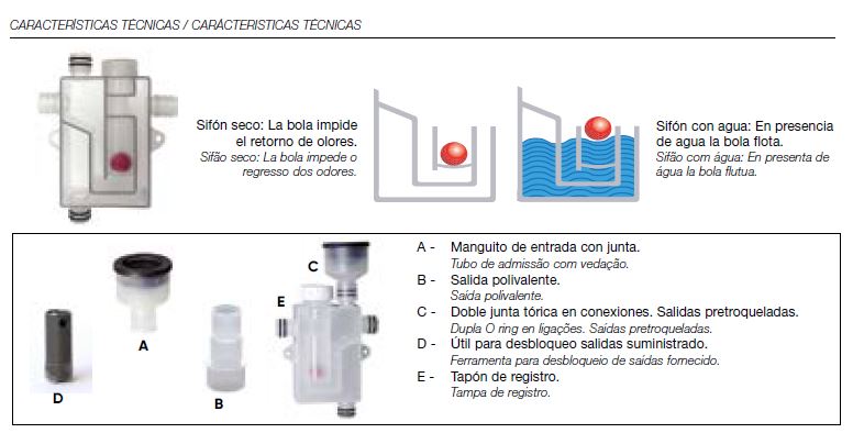 SIFON SECO S-508 REGISTRABLE AIRE ACONDICIONADO JIMTEN