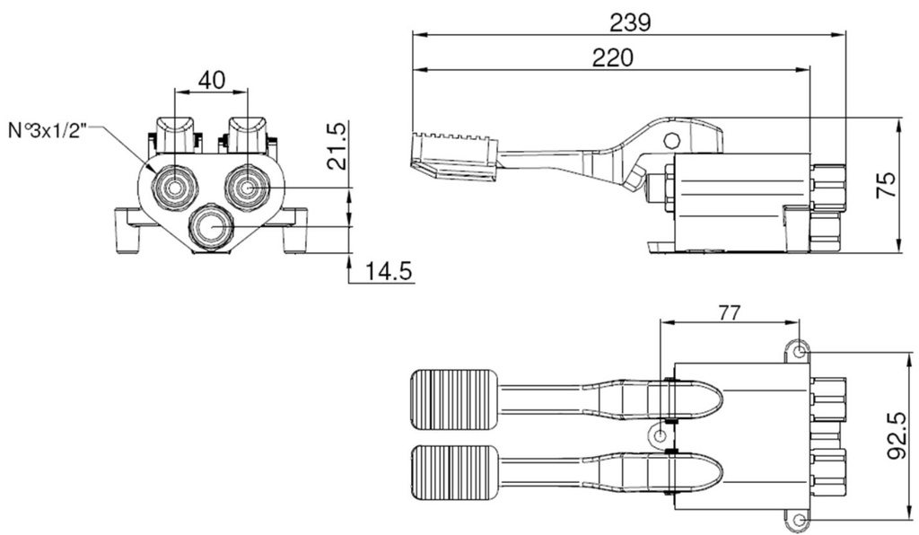 PEDAL 2 AGUAS MEZCLADOR NOFER 07108.2.B