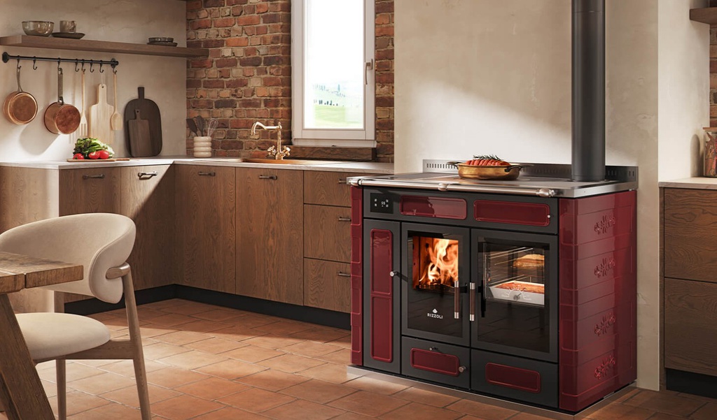 TERMOCOCINA DE LEÑA STP Rustik Rojo 10,5kW RIZZOLI