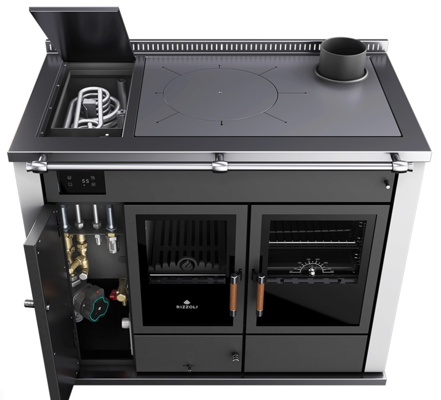 TERMOCOCINA DE LEÑA STP Negra 10,5kW RIZZOLI