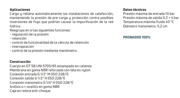 VALVULA LLENADO AUTOMATICO 1/2" C/MANOMETRO EMMETI