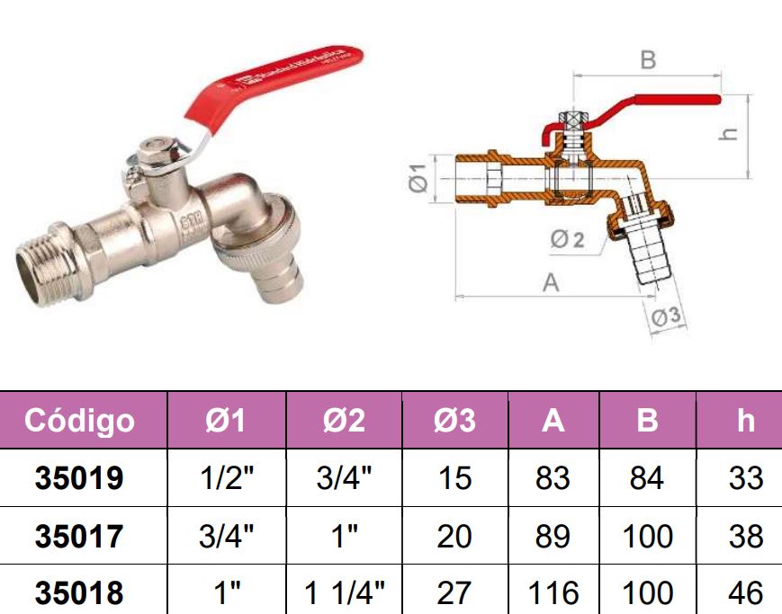 GRIFO MANGUERA ESFERA BEX 1/2"