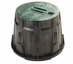 [221A11480] ARQUETA Redonda 7” VB. Cuerpo negro y tapa verde. 2 aperturas laterales øInferior 22,9 cm; øSuperior  18 cm; Alto 25 cm RAIN BIRD VB7RND
