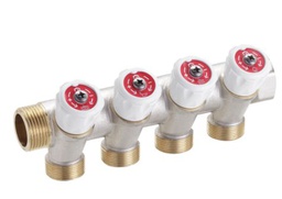 [45550504A] COLECTOR NIQUELADO 1" M24x19 C/LLAVES 4 SALIDAS EMMETI